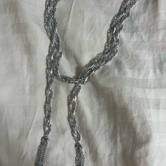 Elegant Silver Chain Scarf Necklace - Picture 1 of 4